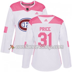 Adidas Maillot de Hockey Montreal Canadiens Carey Price 31 2017-2018 Blanc Rose Fashion Authentic - Femme